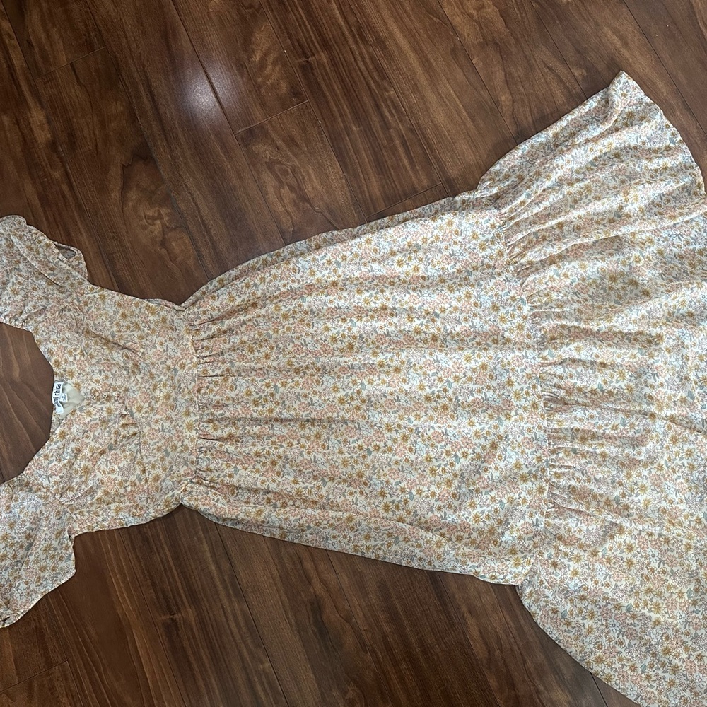 Mimi Chica Floral Midi Dress in Cream and Yellow